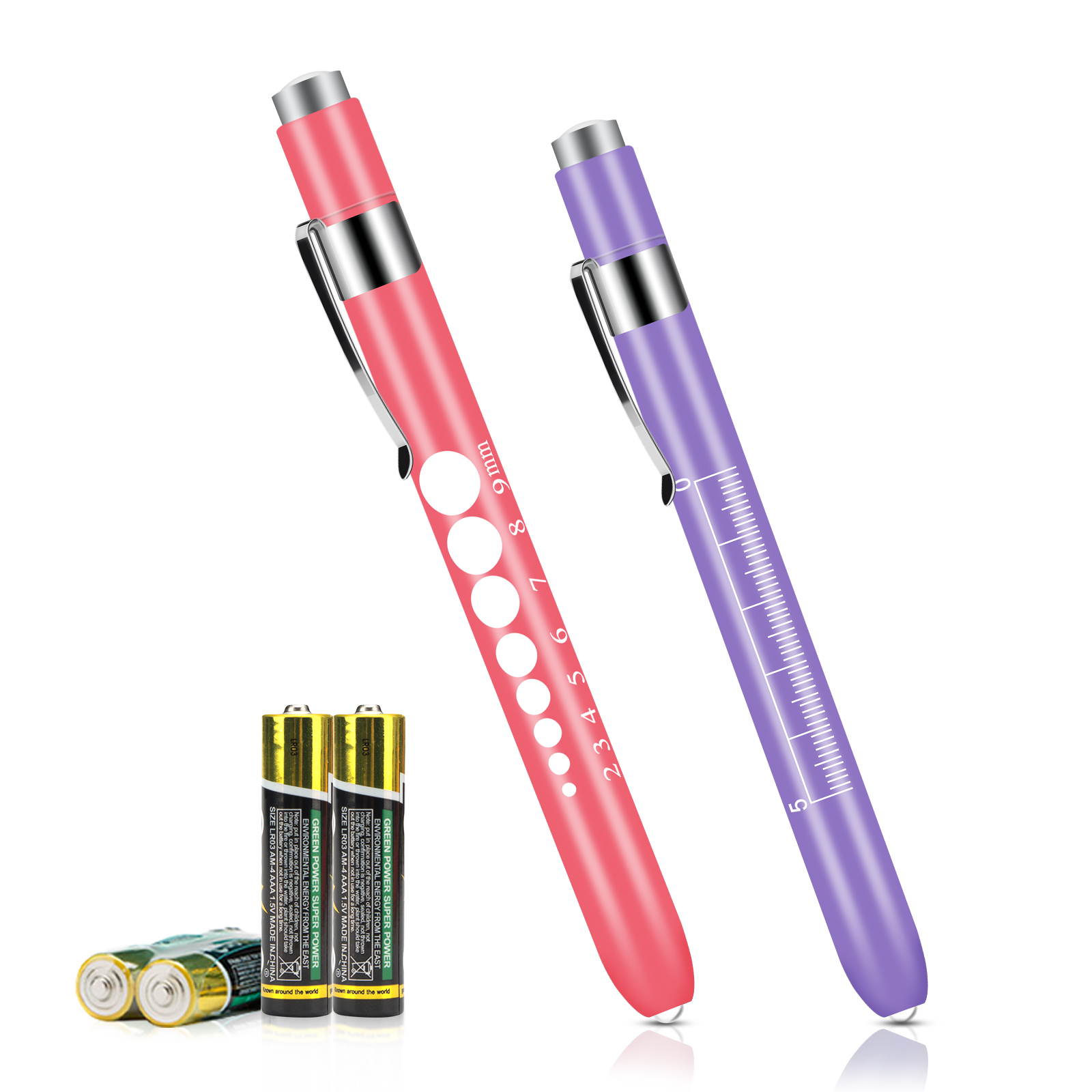 Opoway Medical Pen Lights for Nurses Doctors,Purple and red with Batteries